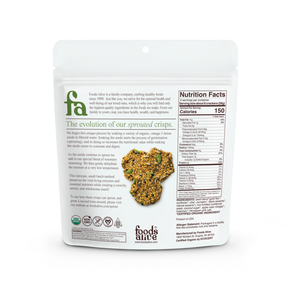 Rosemary Sprouted Crisps Organic