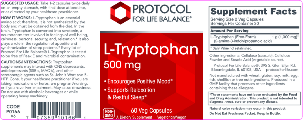 L-Tryptophan 500mg
