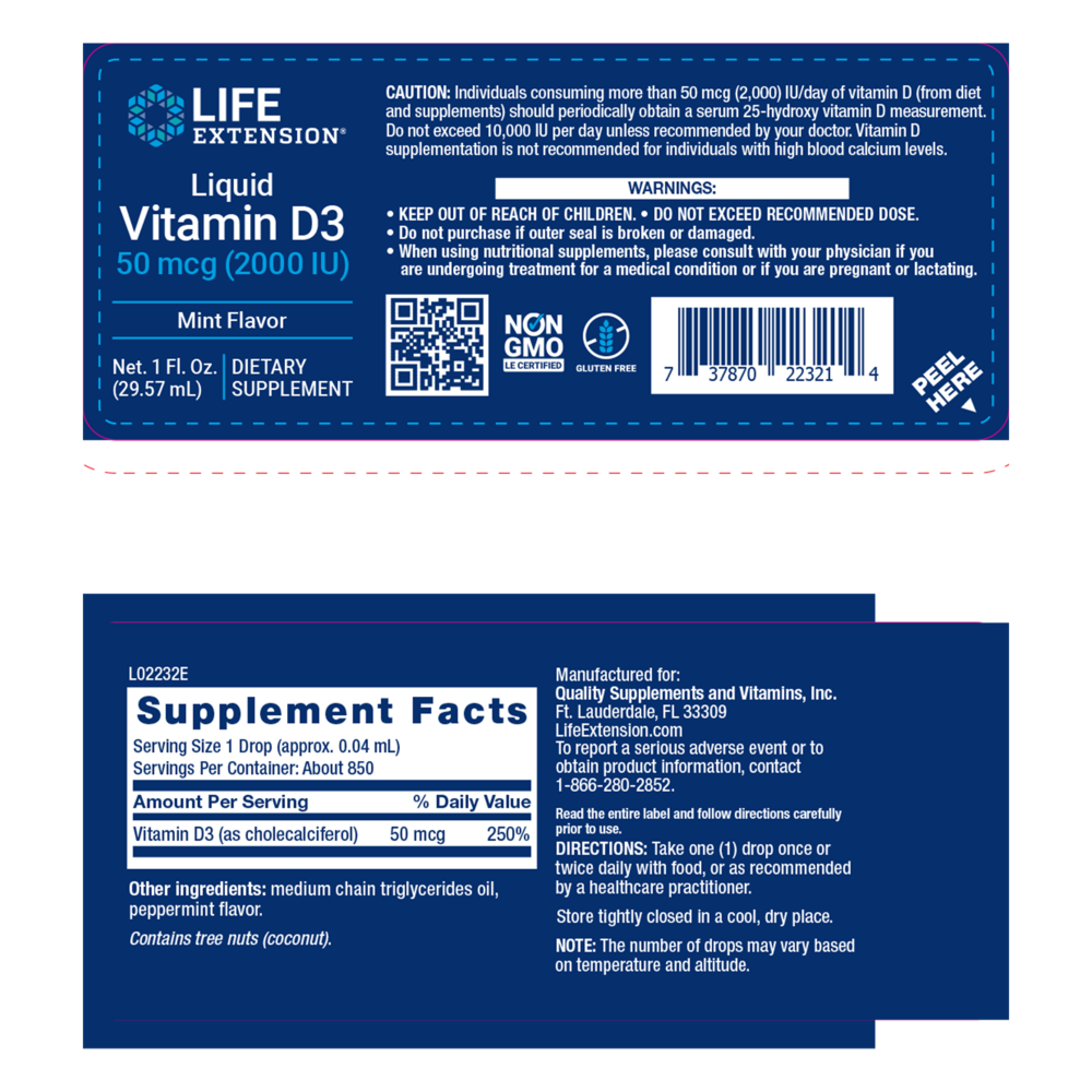 Liquid Vitamin D3 2,000IU Mint Flavor
