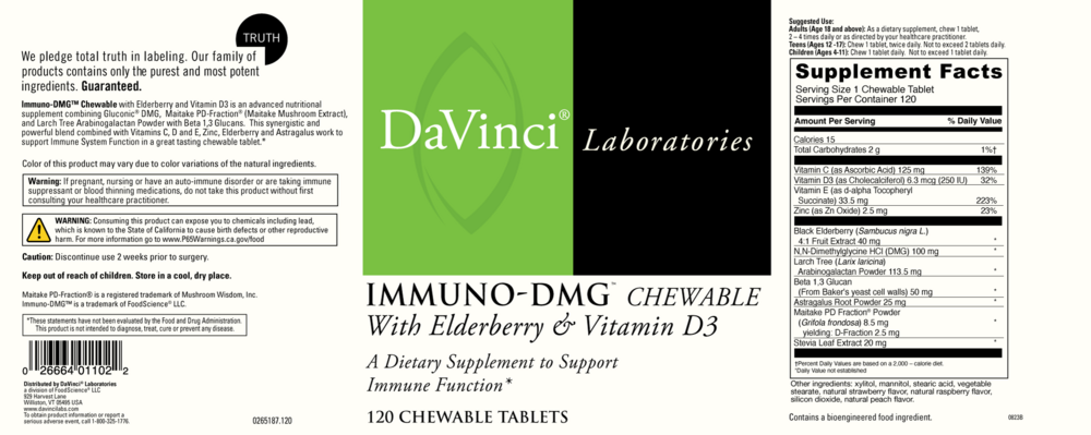 Immuno-DMG w/Elderberry and Vit D3 120t (California Only)