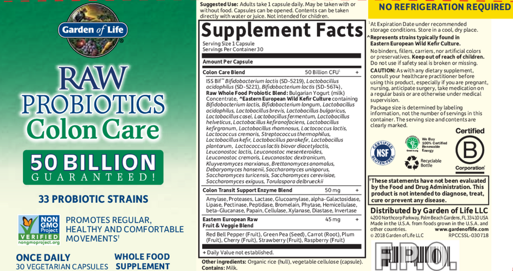 Raw Probiotics Colon Care Shelf-Stable