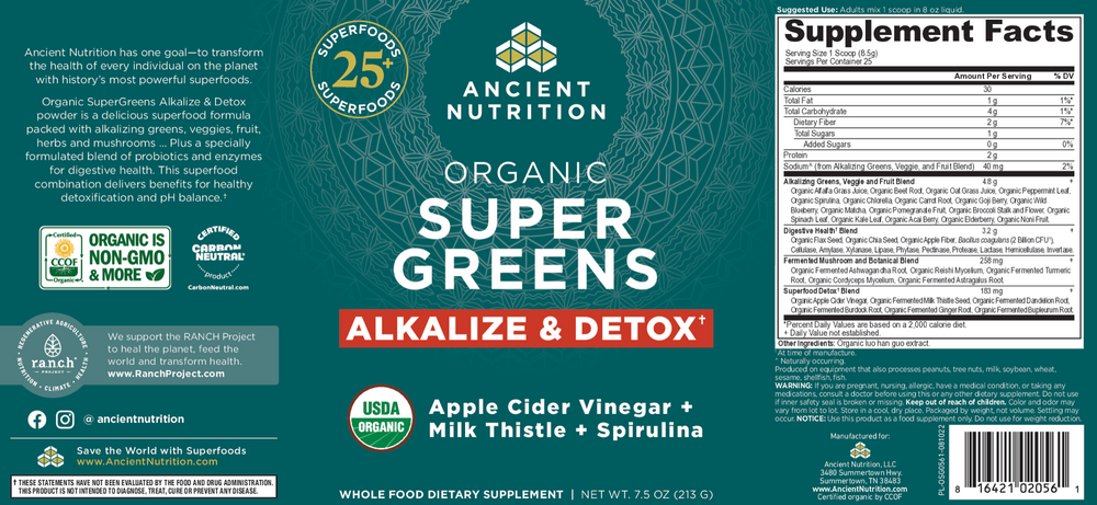 Organic SuperGreens Alkalize & Detox