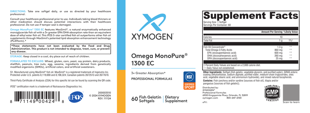 Omega MonoPure 1300 EC Fish Oil