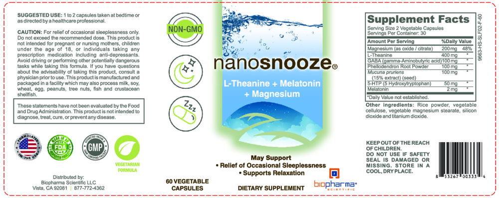 Nanosnooze - Melatonin + Magnesium + L-Theanine