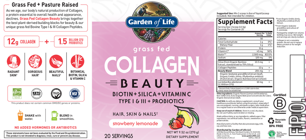 Grass Fed Collagen Beauty Strawberry Lemonade