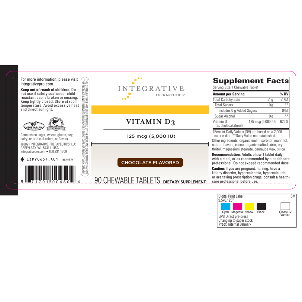 Vitamin D3 5000IU Chewable/Chocolate
