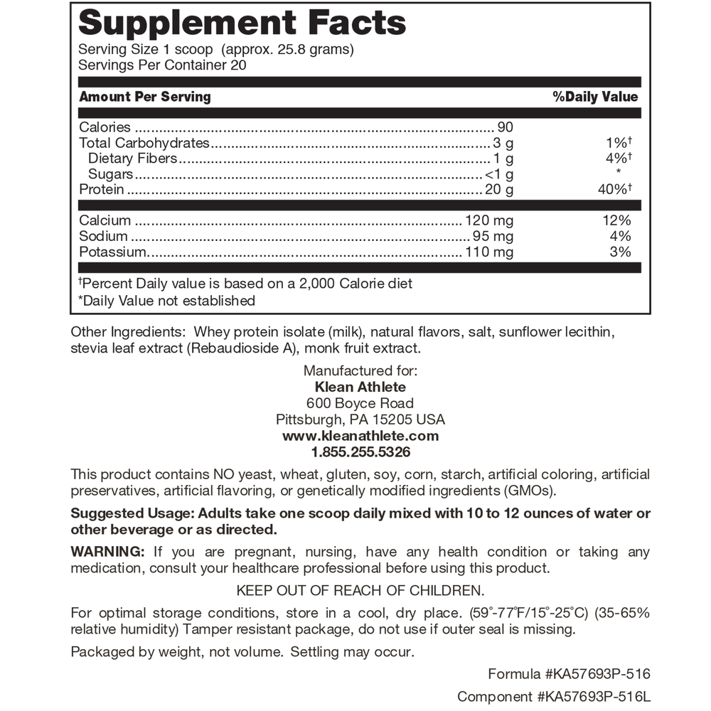 Klean Isolate (Natural Vanilla Flavor)