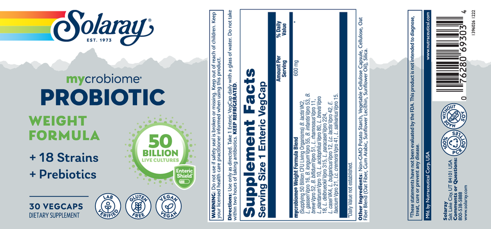 Mycrobiome Probiotic Weight Formula 50B Once Daily (F)