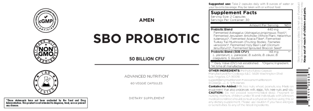 SBO Probiotic 50 billion CFU
