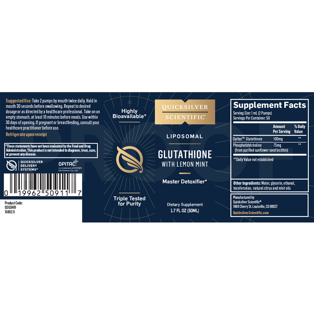 Liposomal Glutathione, Lemon Mint Flavor