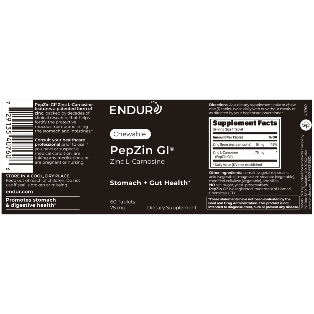 Chewable PepZinGI® Zinc-Carnosine 75mg