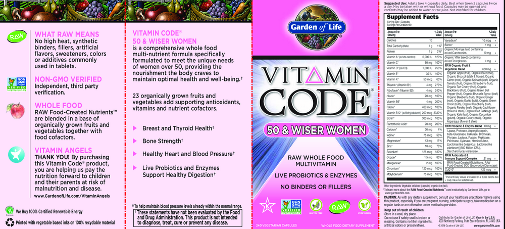 Vitamin Code 50 and Wiser Womens Multi