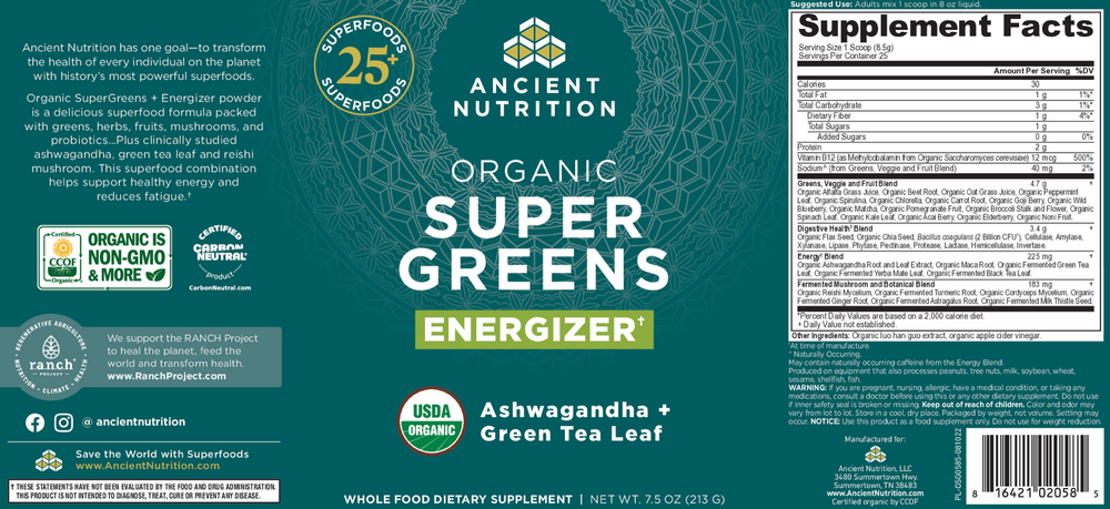Organic SuperGreens Energizer - Powder