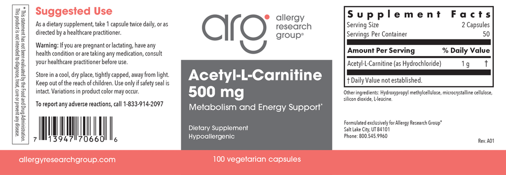 Acetyl L-Carnitine 500mg
