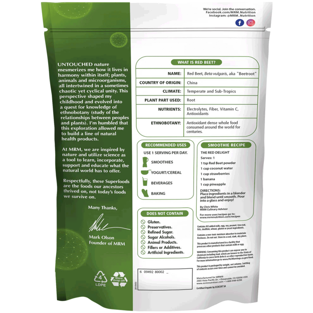 Raw Organic Red Beet Powder