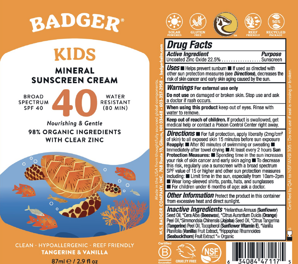 Badger SPF 40 Kids Mineral Sunscreen Cream