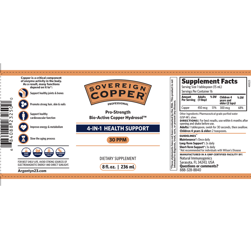 Sovereign Copper Pro-Strength Bio-Active Copper Hydrosol