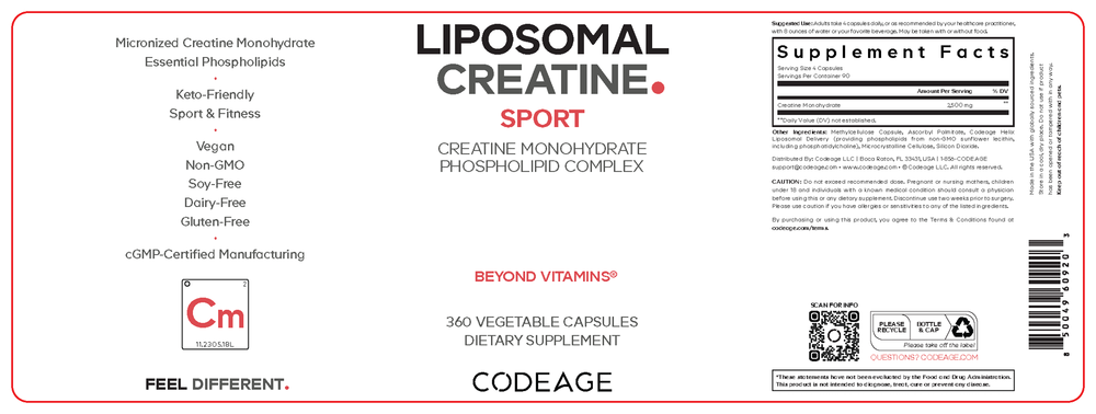 Liposomal Creatine Monohydrate Phospholipid Complex Capsules
