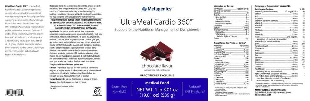 UltraMeal Cardio 360°® Pea & Rice Protein, Chocolate (California Only)