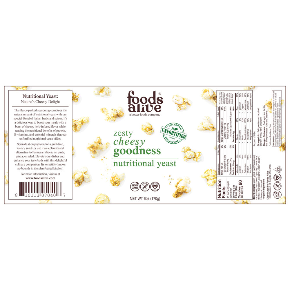 Zesty nutritional yeast blend shaker jar