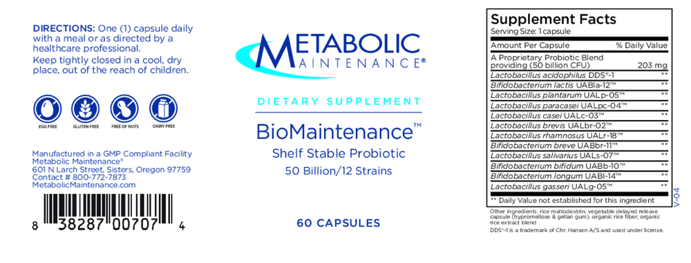 BioMaintenance™ Shelf Stable Probiotic 50 billion 12 Strains