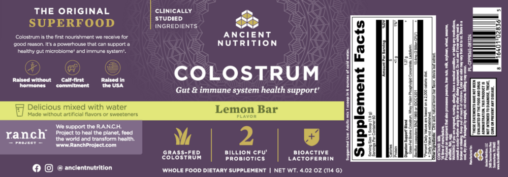 Colostrum Powder Gut & Immune System Health, Lemon Bar Flavor