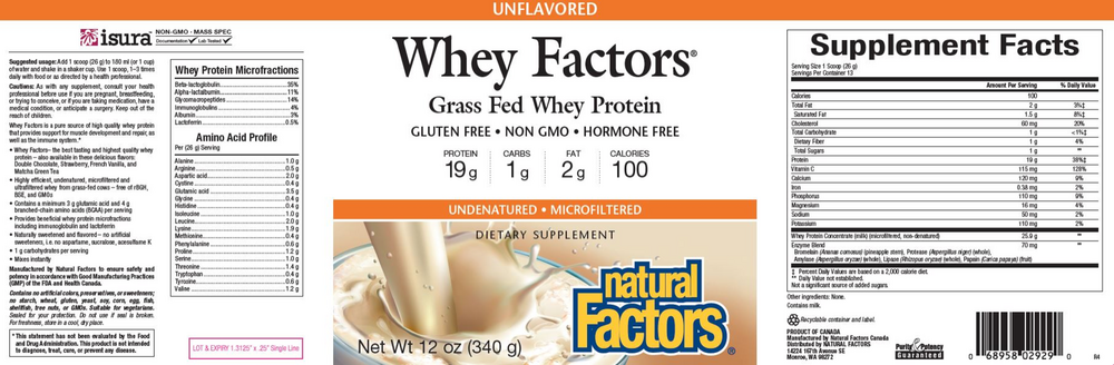 Whey Factors Unflavored Powder