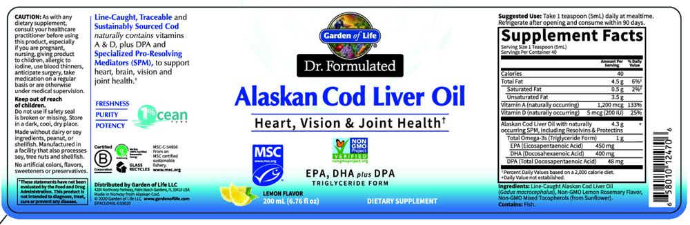 Dr. Formulated Alaskan Cod Liver Oil Liquid