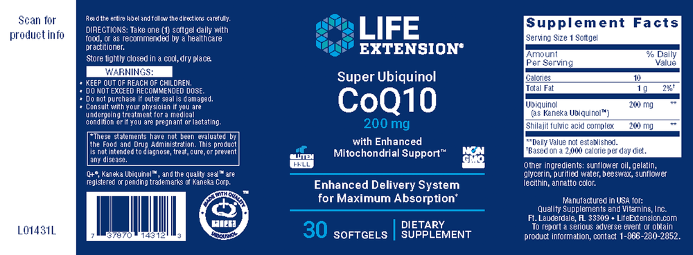 Super Ubiquinol CoQ10 w/Enhanced Mito Support 200mg