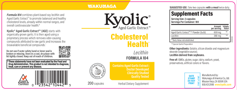 Kyolic Aged Garlic Extract Formula 104 - Cholesterol