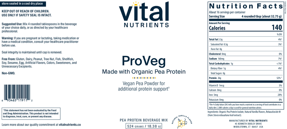 ProVeg Organic Pea Protein, Natural Vanilla