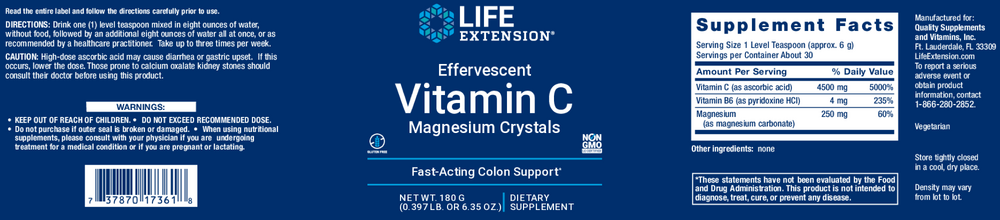 Effervescent Vitamin C Magnesium Crystals
