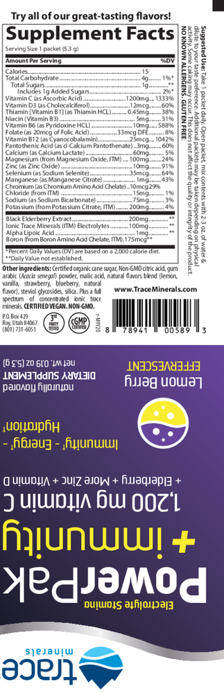Electrolyte Stamina Power Pak + Immunity - Lemon Berry