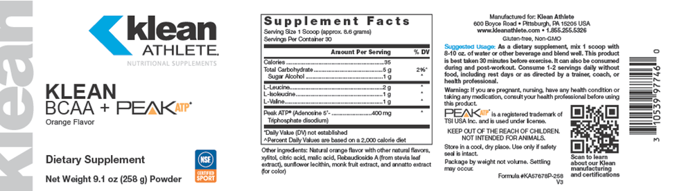 Klean BCAA + PEAK ATP (California Only)