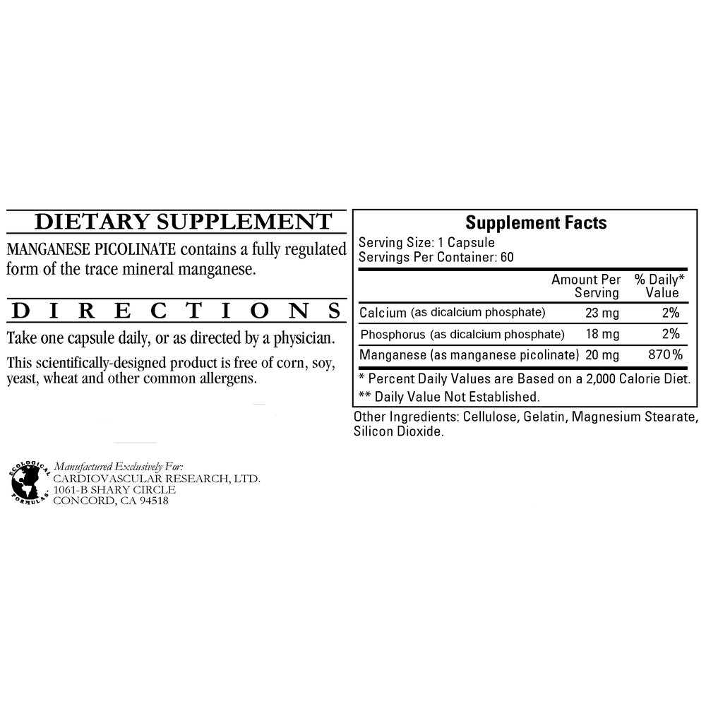 Manganese Picolinate 20mg