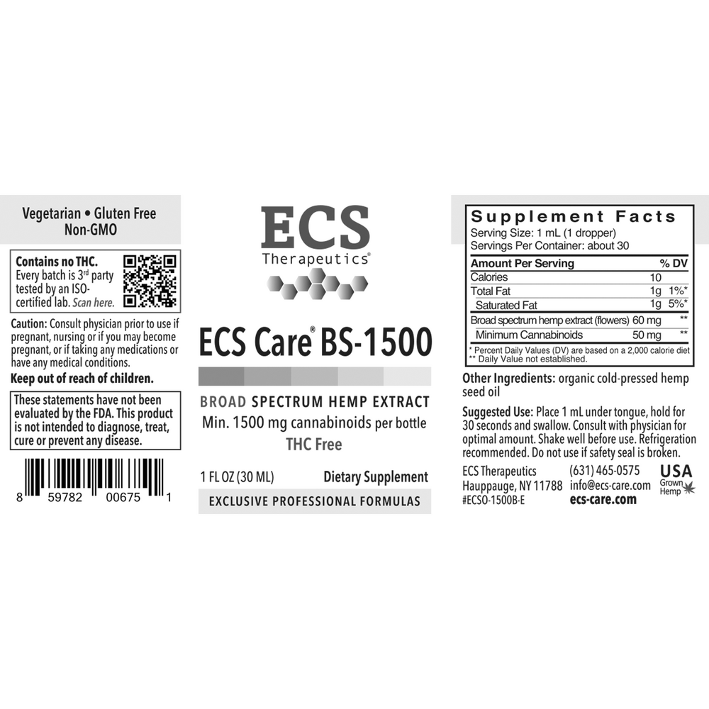 ECS Care® BS-1500 Broad Spectrum Hemp Liquid