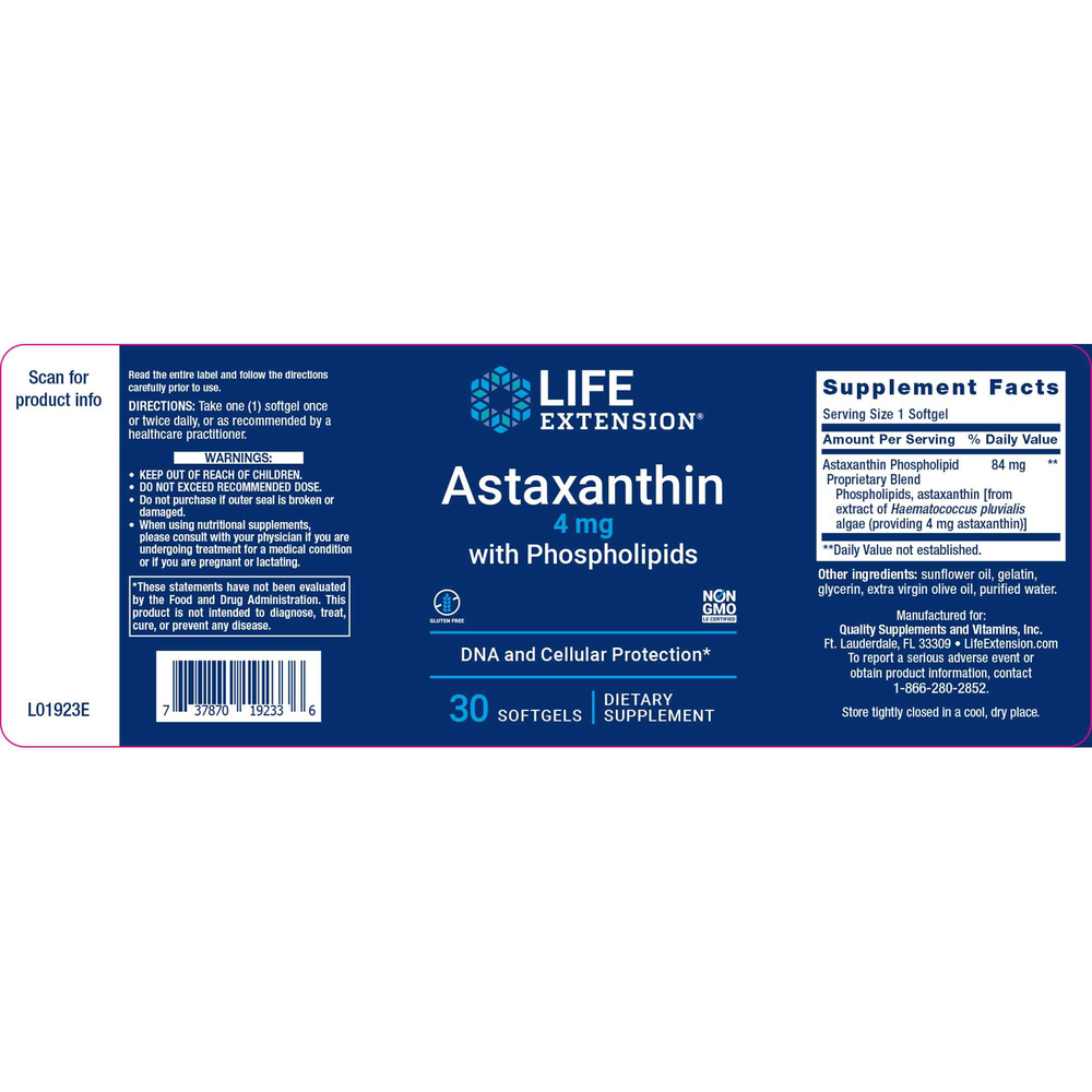 Astaxanthin with Phospholipids 4mg