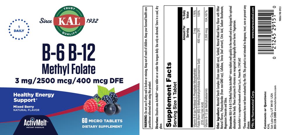 B6 B12 Methyl Folate ActivMelt Berry
