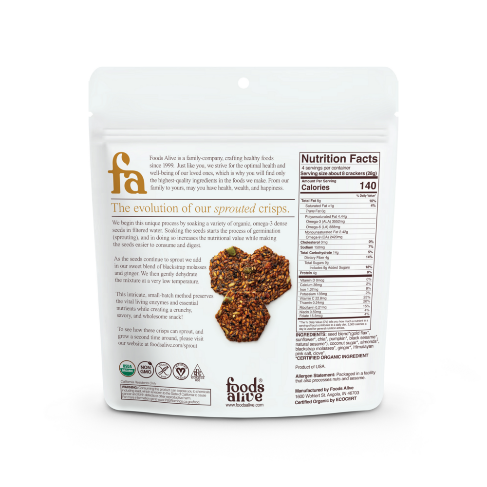 Ginger Snap Sprouted Crisps Organic