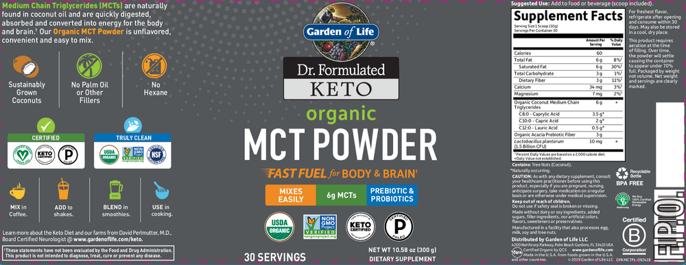 Dr. Formulated Keto Organic MCT Powder