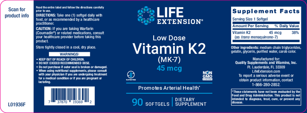 Low-Dose Vitamin K2 Menaquinone-7 (MK-7)