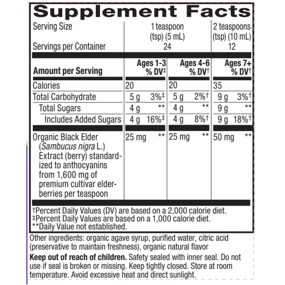 Organic Sambucus Syrup for Kids