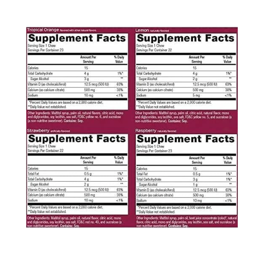 Calcium Citrate Chewy 500mg Assorted Fruit Flavors