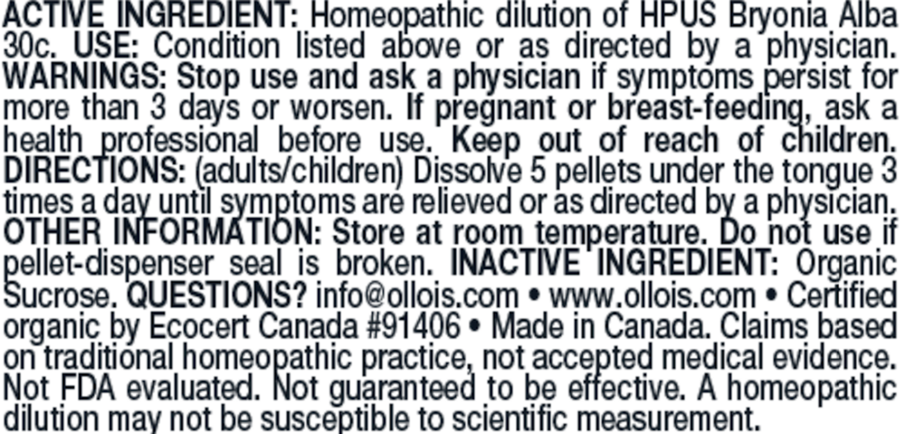 Olloïs Bryonia 30C Pellets, 80ct - Organ