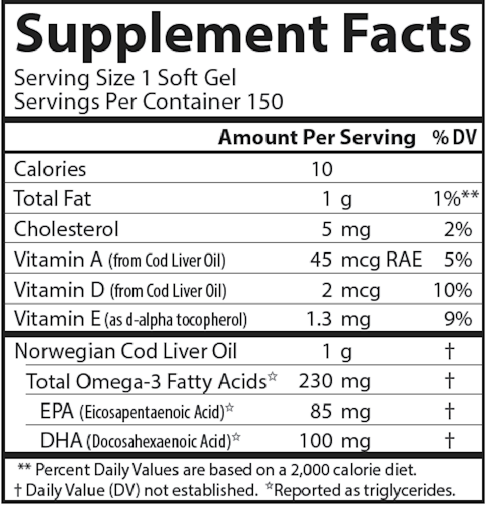 Cod Liver Oil Low Vitamin A Lemon