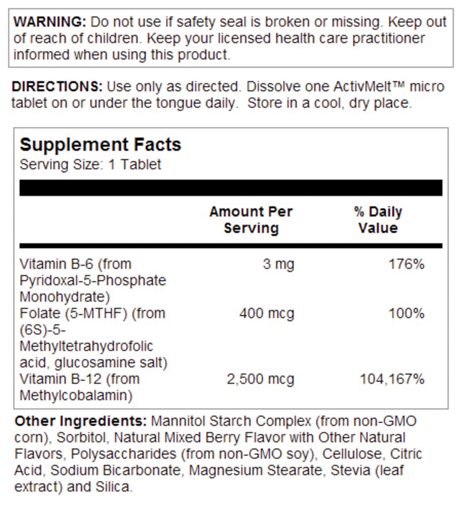 B6 B12 Methyl Folate ActivMelt Berry