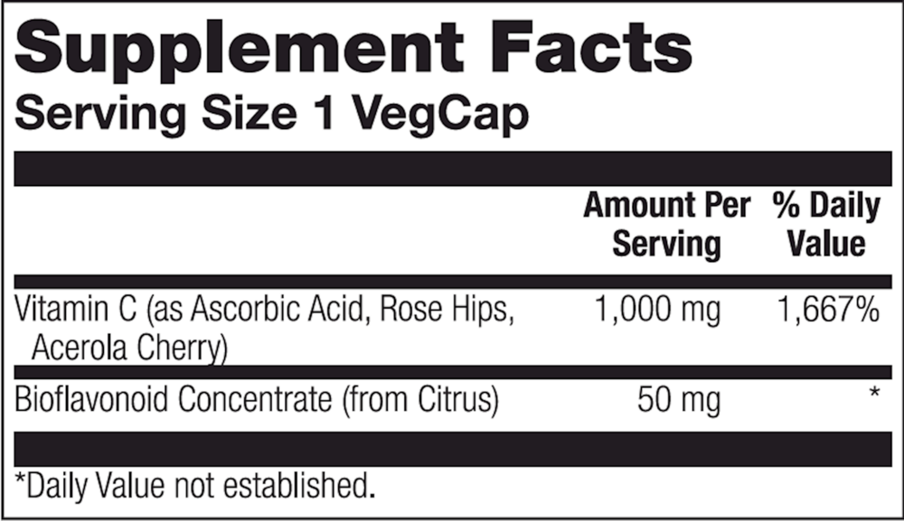 Vitamin C with Rose Hips, Acerola & Bioflavonoids 1000mg