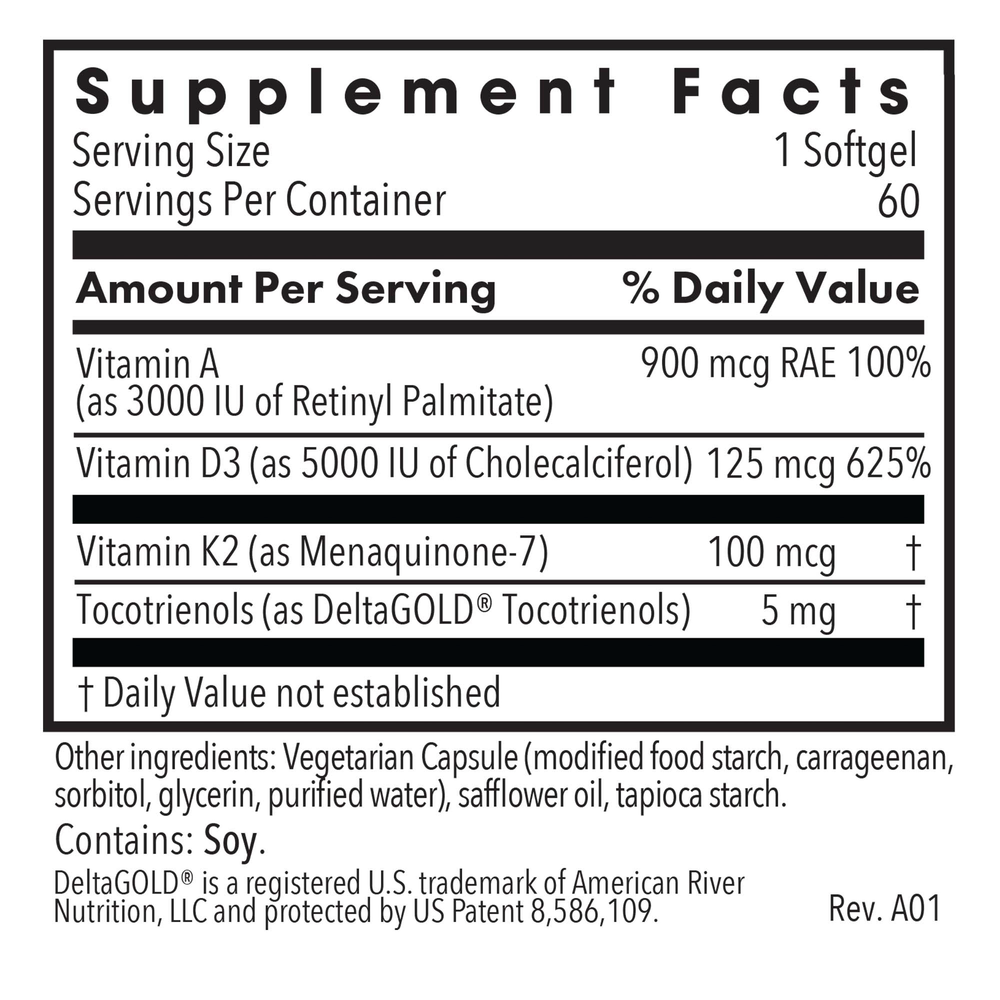 Vitamin D3 Complete 5000 High Potency with A and K2