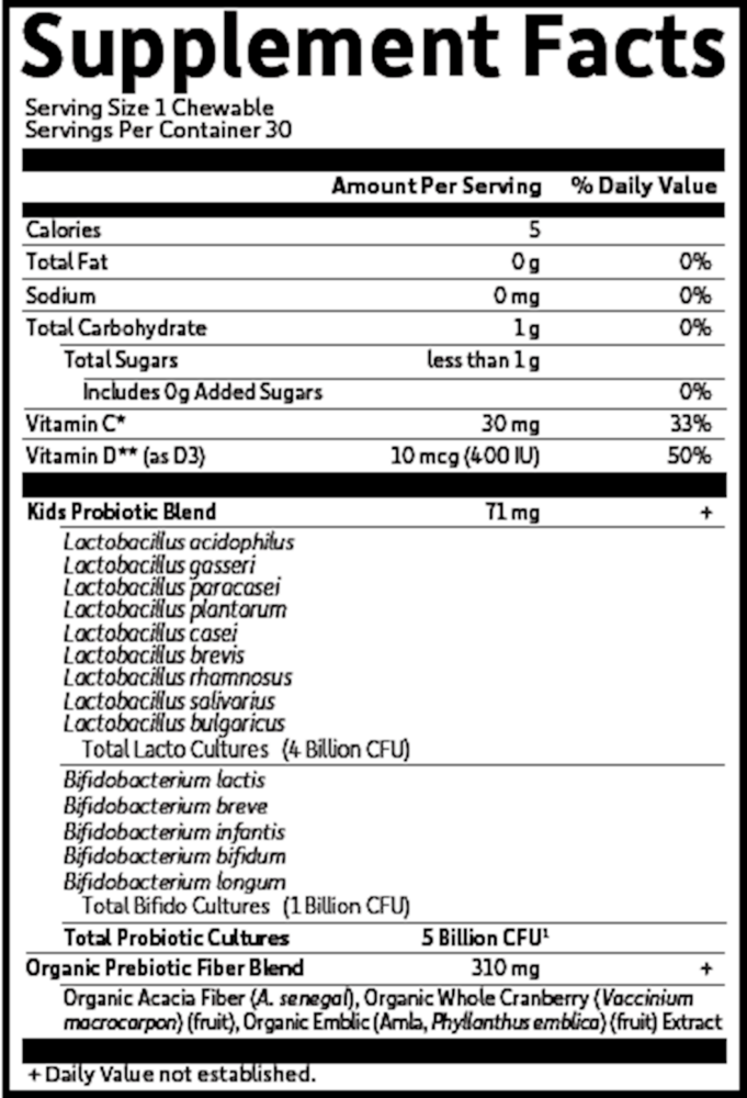 Dr. Formulated Probiotics Organic Kids+ Shelf-Stable, Berry Cherry