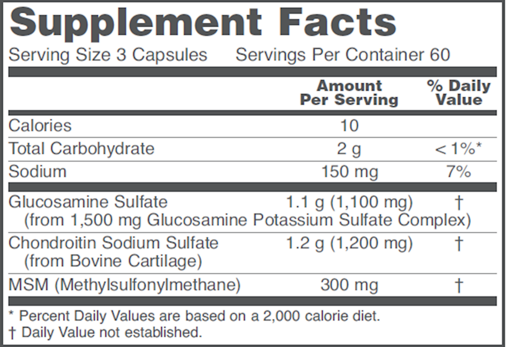 Glucosamine and Chondroitin + MSM